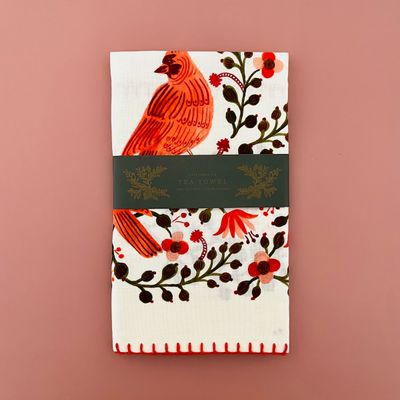 Rifle Paper Christmas Cardinals Tea Towel