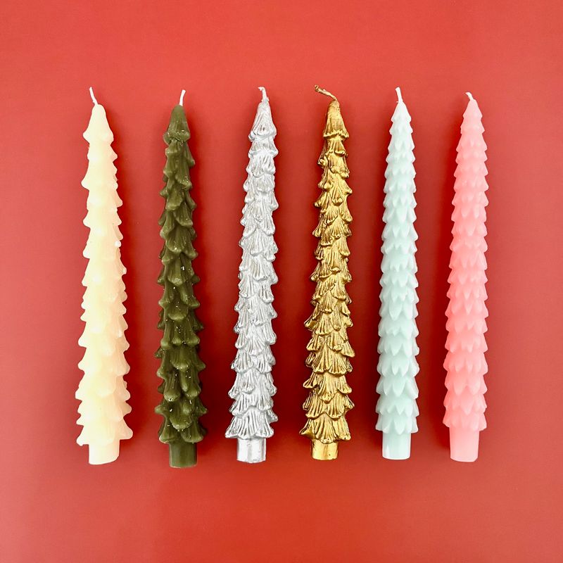 10&quot;H Unscented Tree Shaped Taper Candles S/2