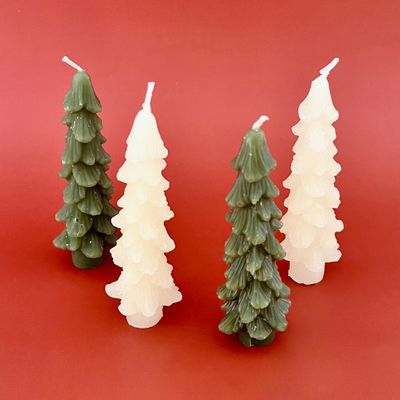 5"H Unscented Tree Shaped Taper Candles S/2