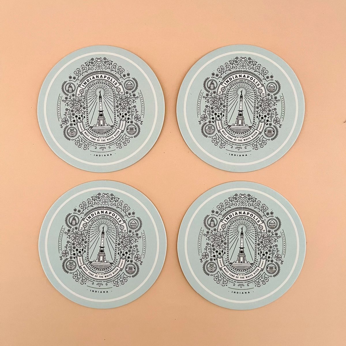 Set of 4 Indianapolis Coasters by Timberjack Goods