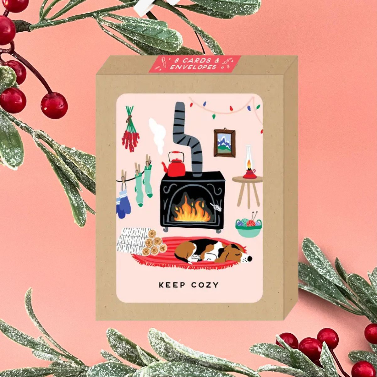 Keep Cozy Hearth Holiday Cards 8 Boxed
