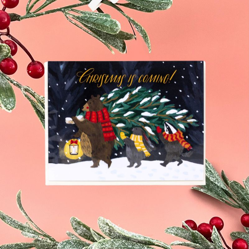 Christmas is Coming Holiday Card by Loose Leaf Paper Goods