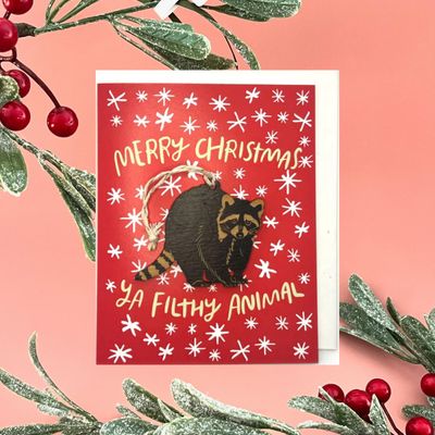 Ya Filthy Animal - Raccoon Ornament w/Card