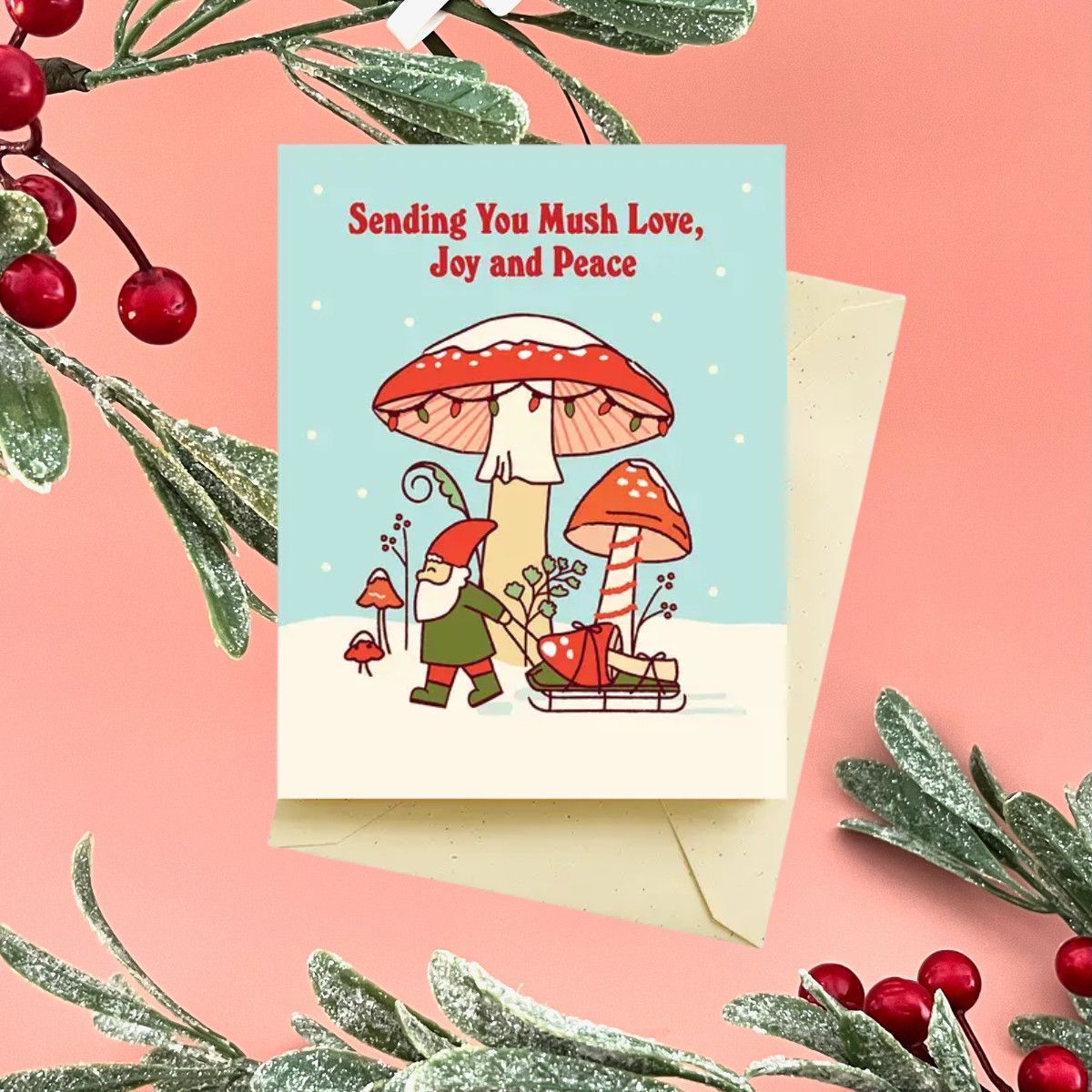 Mushroom Trees Holiday Card