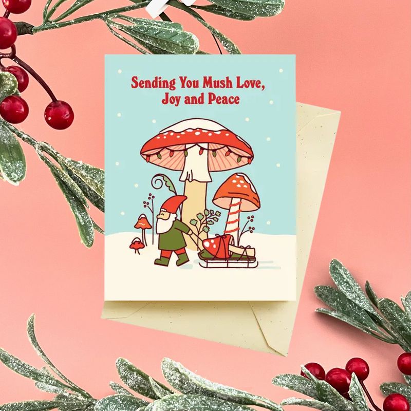 Mushroom Trees Holiday Card