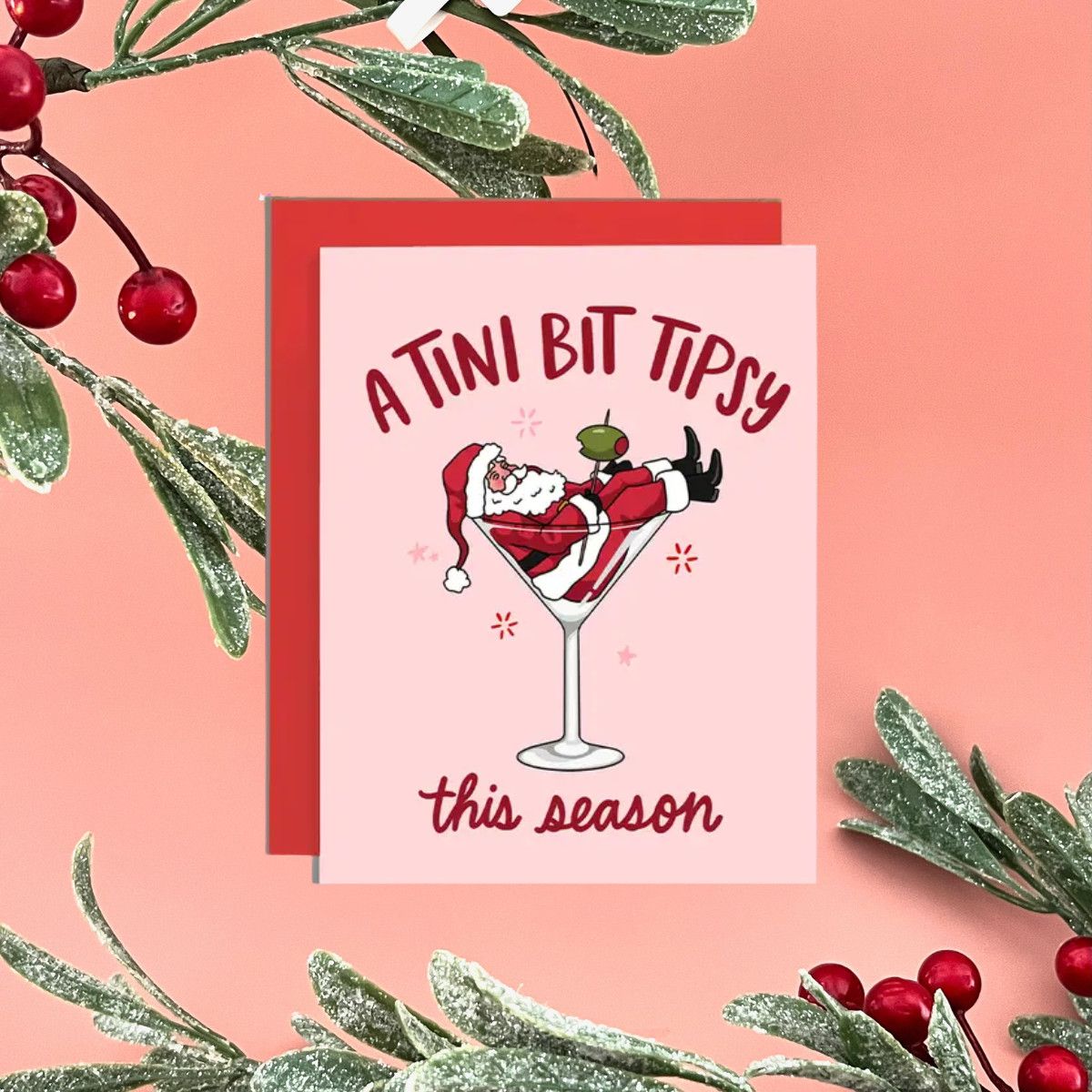 Martini Tipsy Santa Card