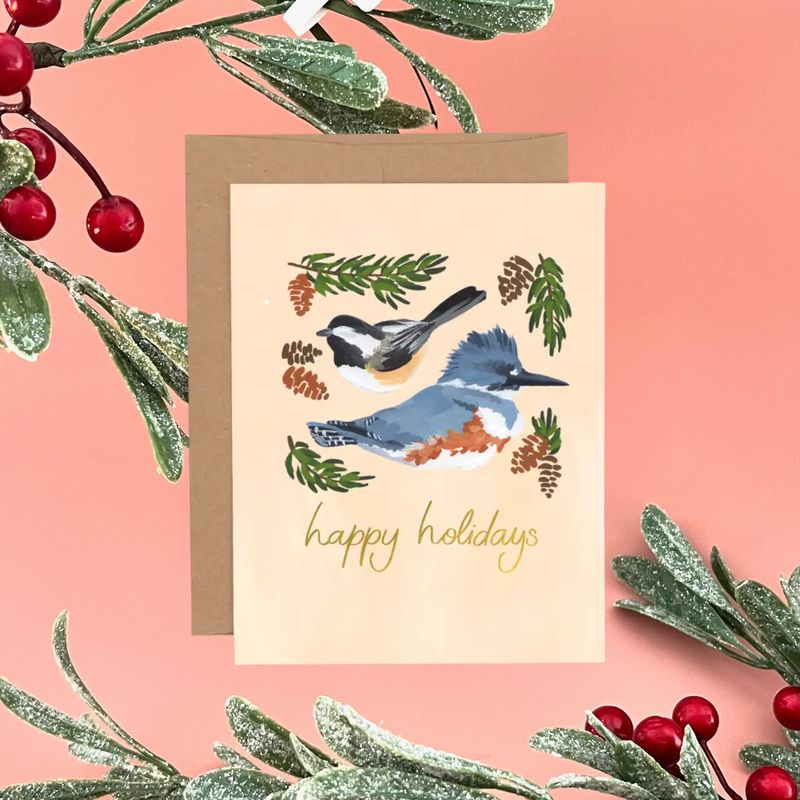 Happy Holiday Birds Greeting Card