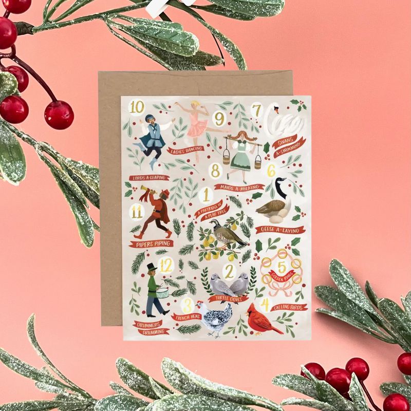 12 Days of Christmas Holiday Greeting Card