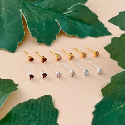Mini CZ Heart Stud Earrings