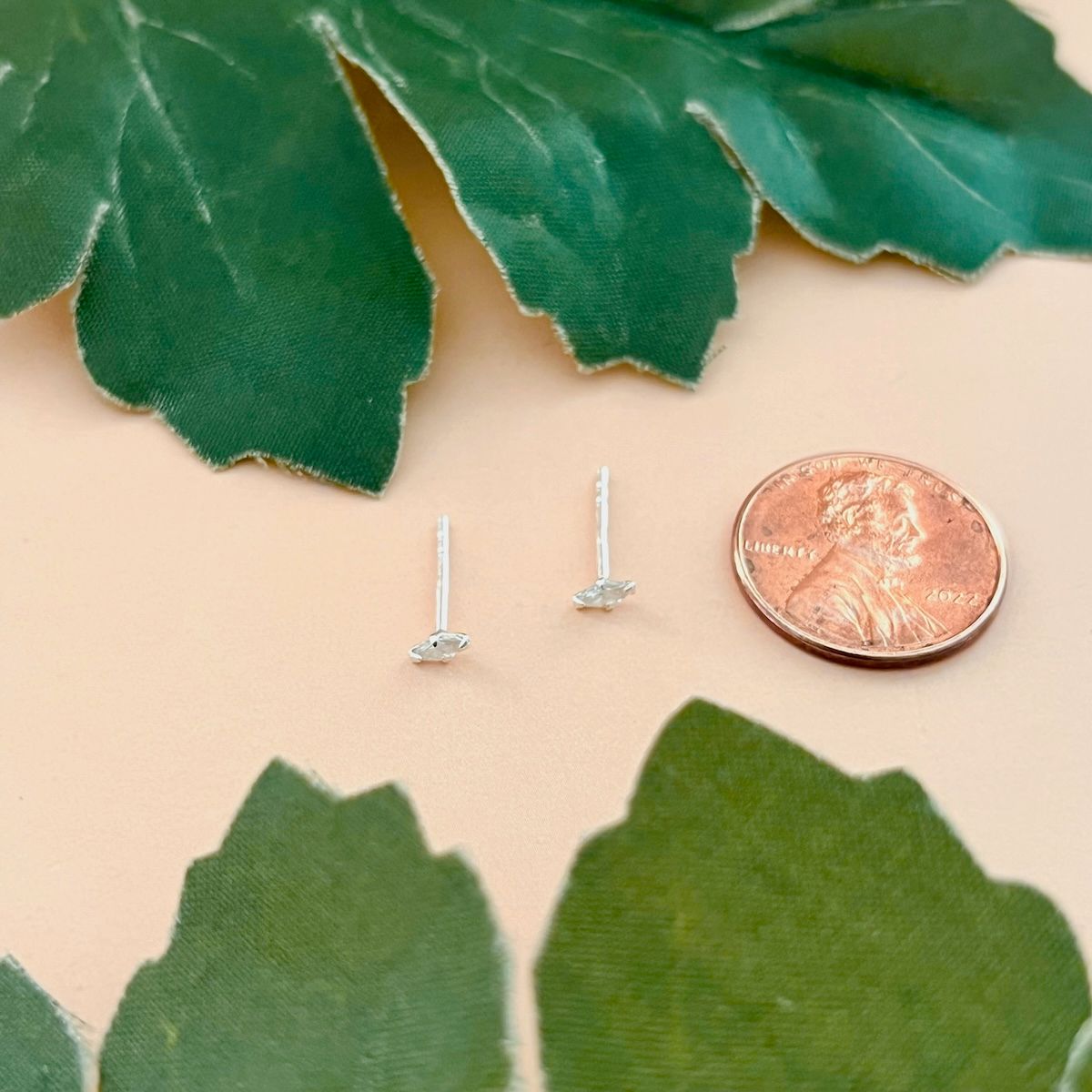 Tiny Marquise CZ Stud Earrings, Color: SS