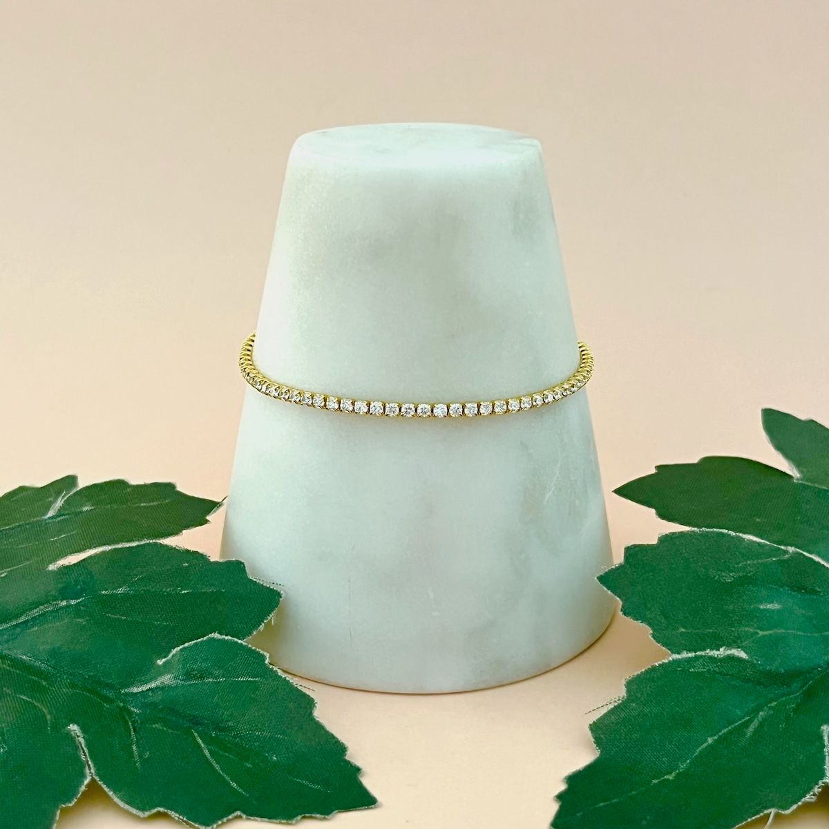 Mini CZ Tennis Bracelet in Sterling or Gold Vermeil, Color: White in Gold Vermeil