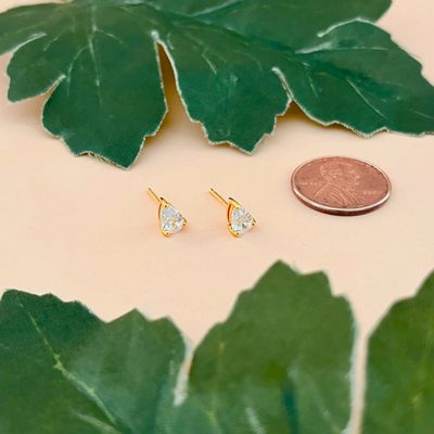 CZ Teardrop Stud Earrings, GV