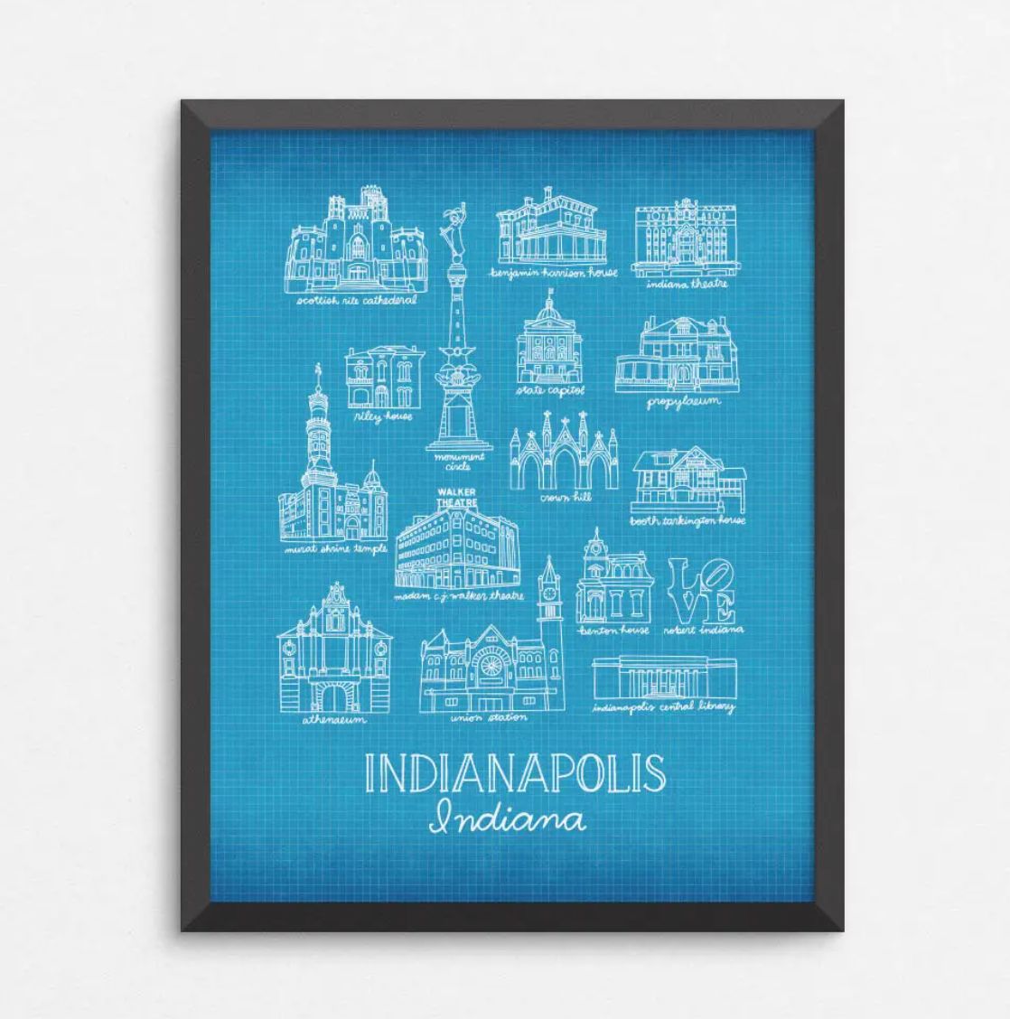 Architecture of Indy Print by local artist Jean Elise, 8.5 x 11