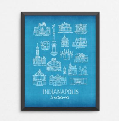 Architecture of Indy Print by local artist Jean Elise, 8.5 x 11