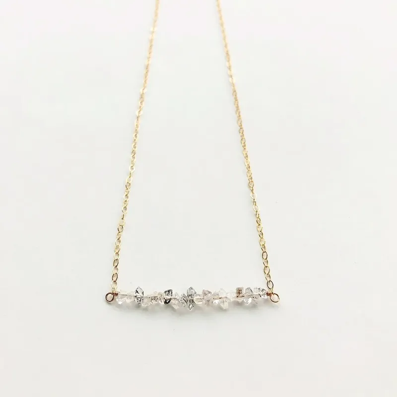 Herkimer Diamond Bar Necklace, Silver