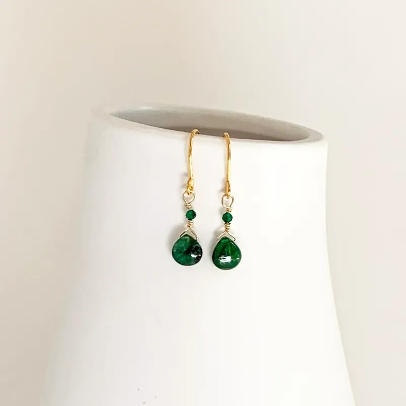 Petite Emerald Earrings, GF