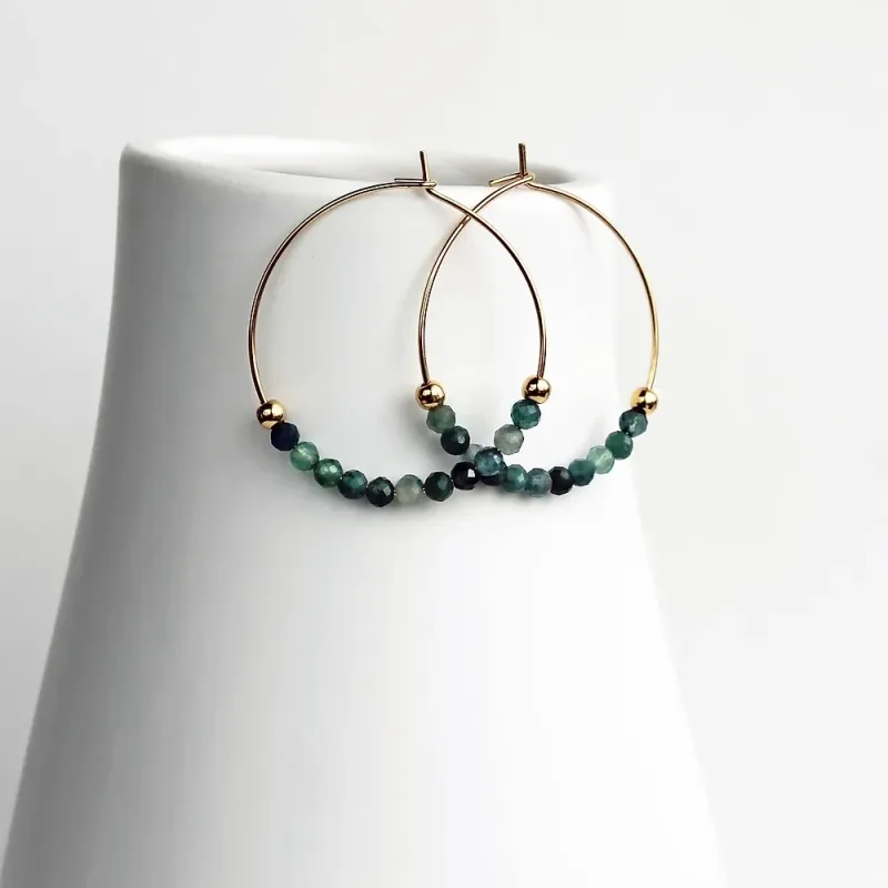Tourmaline Hoop Goldfill Earrings
