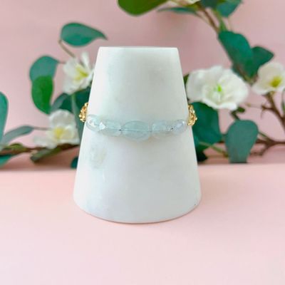 Aquamarine Beads &amp; Gold Vermeil Chain Bracelet