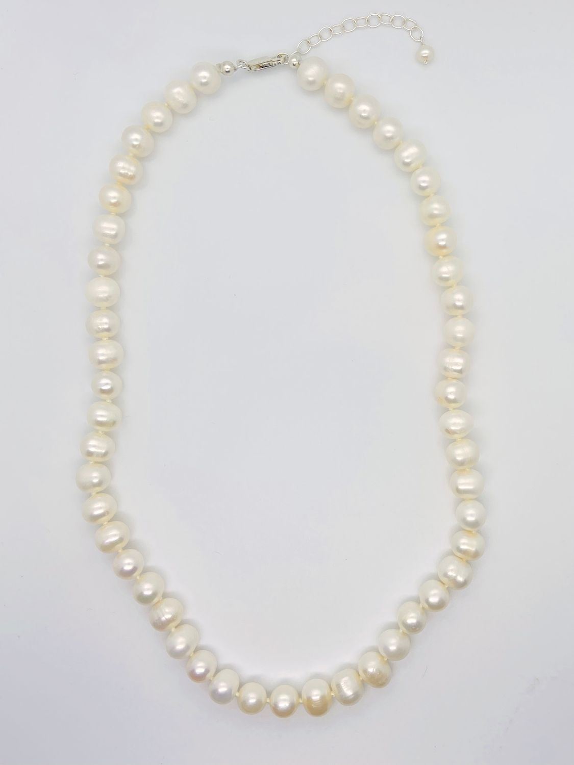 Freshwater Pearl Knotted Necklace, 18", Color: White
