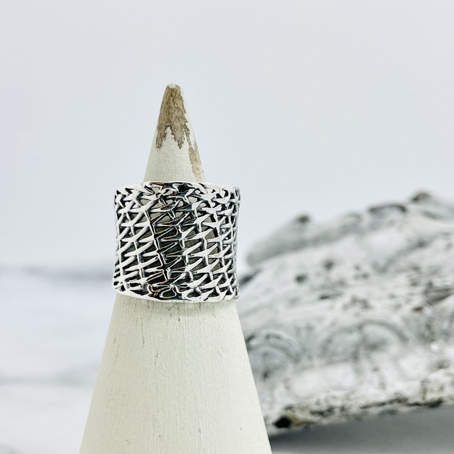 Silver Mesh Band Ring