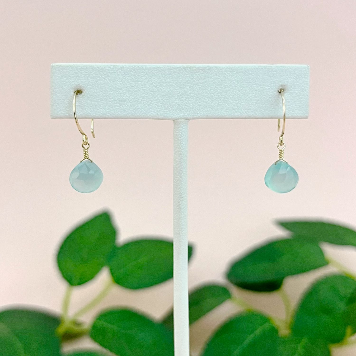 Gemstone Drop Earrings, Metal: GF, Stone: Aqua Chalcedony