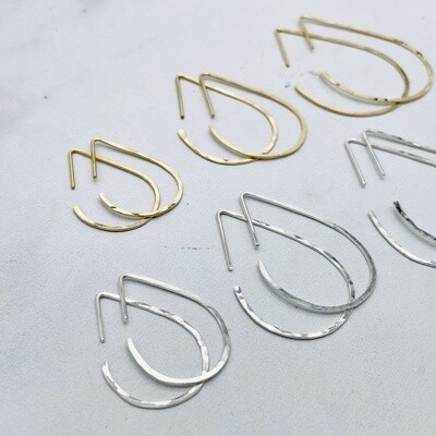 Hammered Teardrop Hoop Earrings