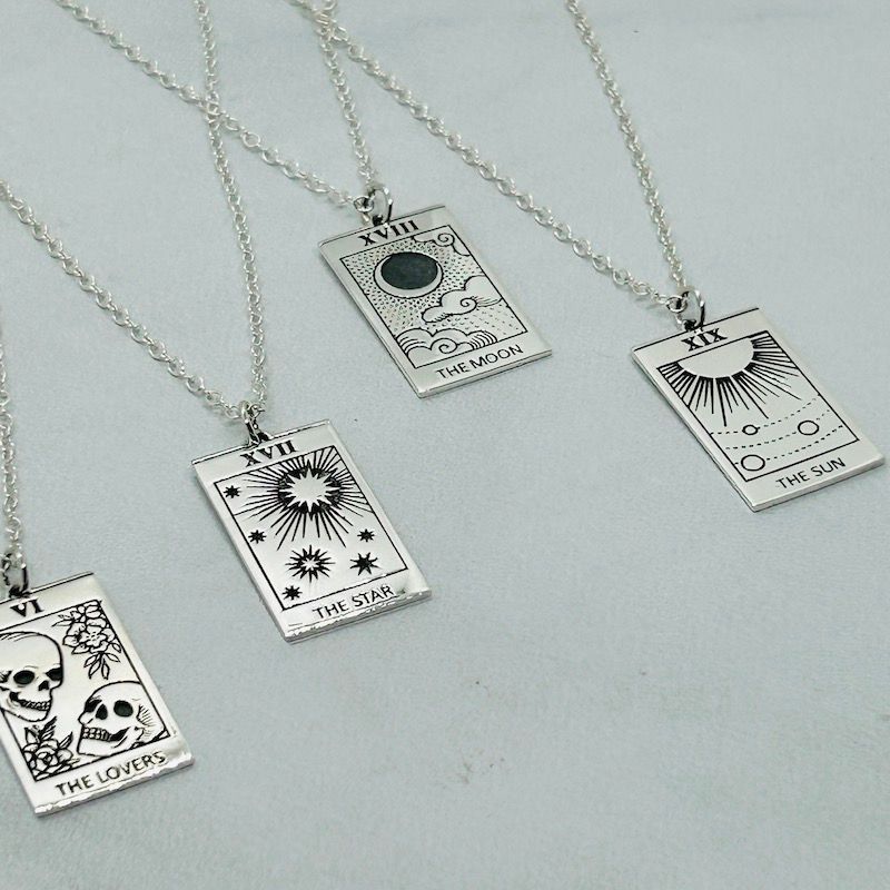 Silver Tarot Card Necklace -, Style: Sun