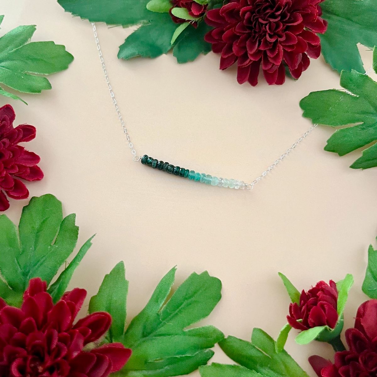 Handmade Emerald Ombre Necklace, Style: SS