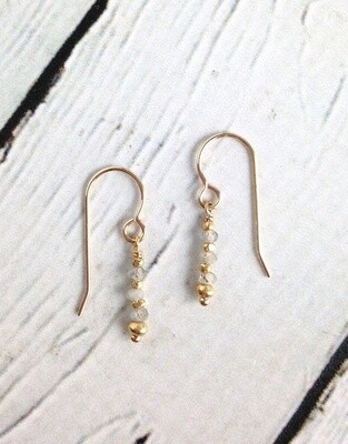 Handmade 4mm Faceted Labradorite and Gold Vermeil Earrings
