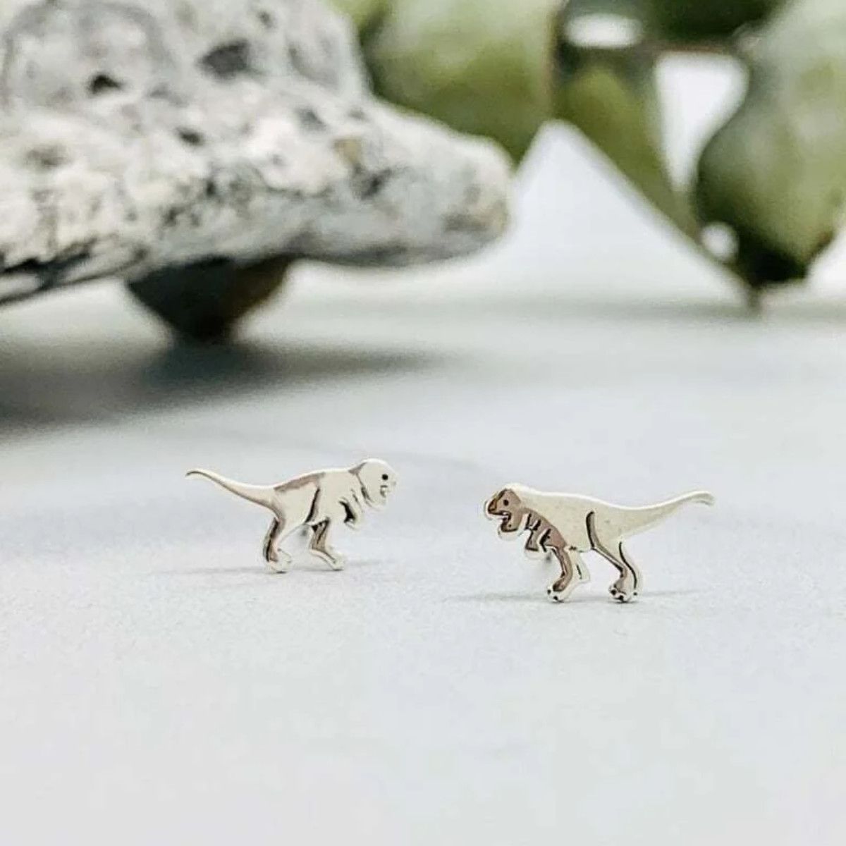 T Rex Stud Earrings, Sterling Silver