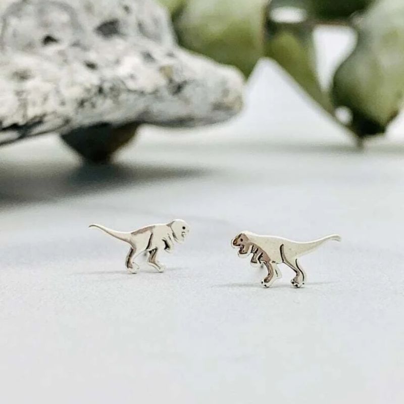 T Rex Stud Earrings, Sterling Silver