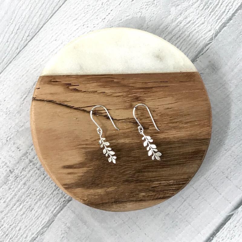Sterling Silver Leaf Vine Dangle Earrings