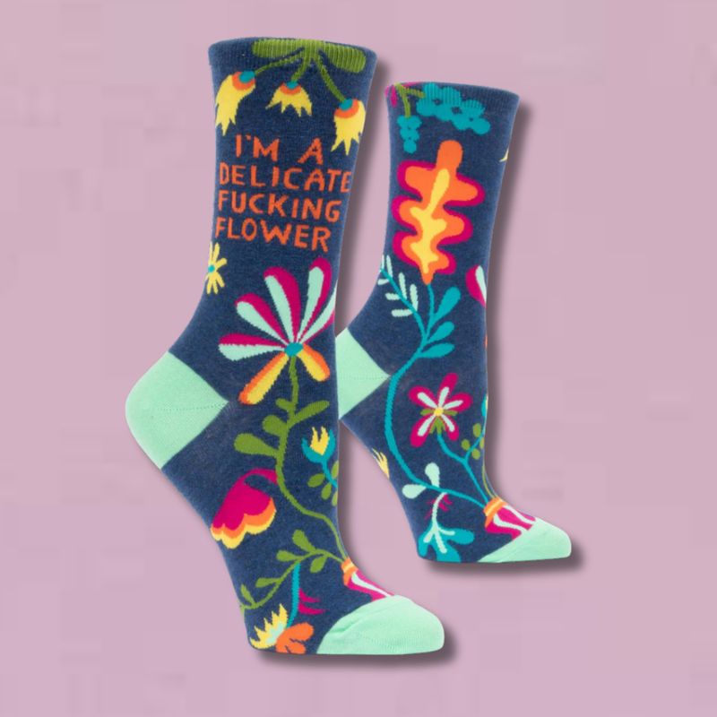 Delicate Fucking Flower Women’s Crew Socks
