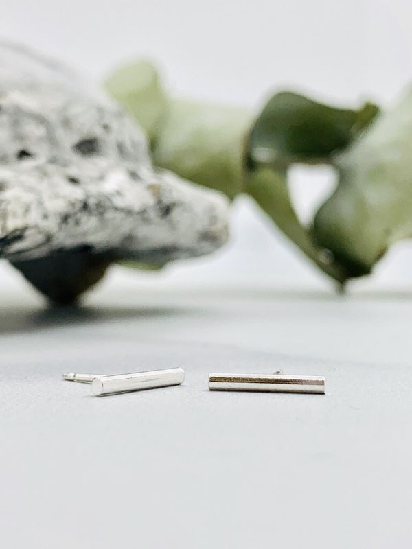 Bar Stud Earrings, Sterling Silver