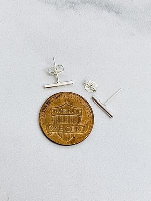 Bar Stud Earrings, Sterling Silver
