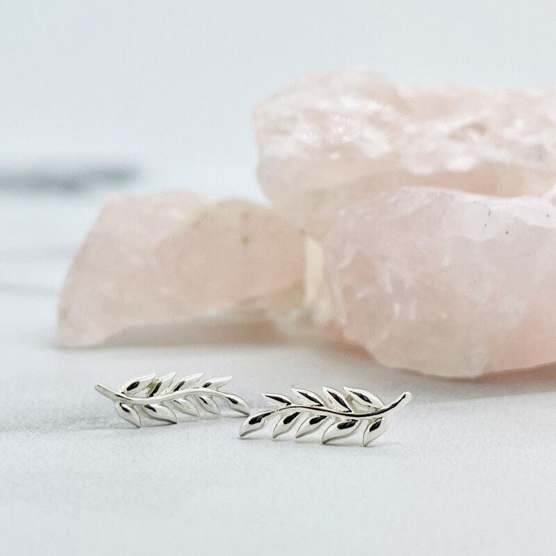 Sterling Silver Leaf Crawler Post Earrings