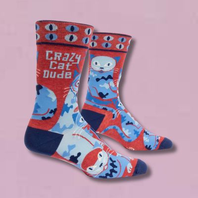 Crazy Cat Dude Men’s Crew Socks