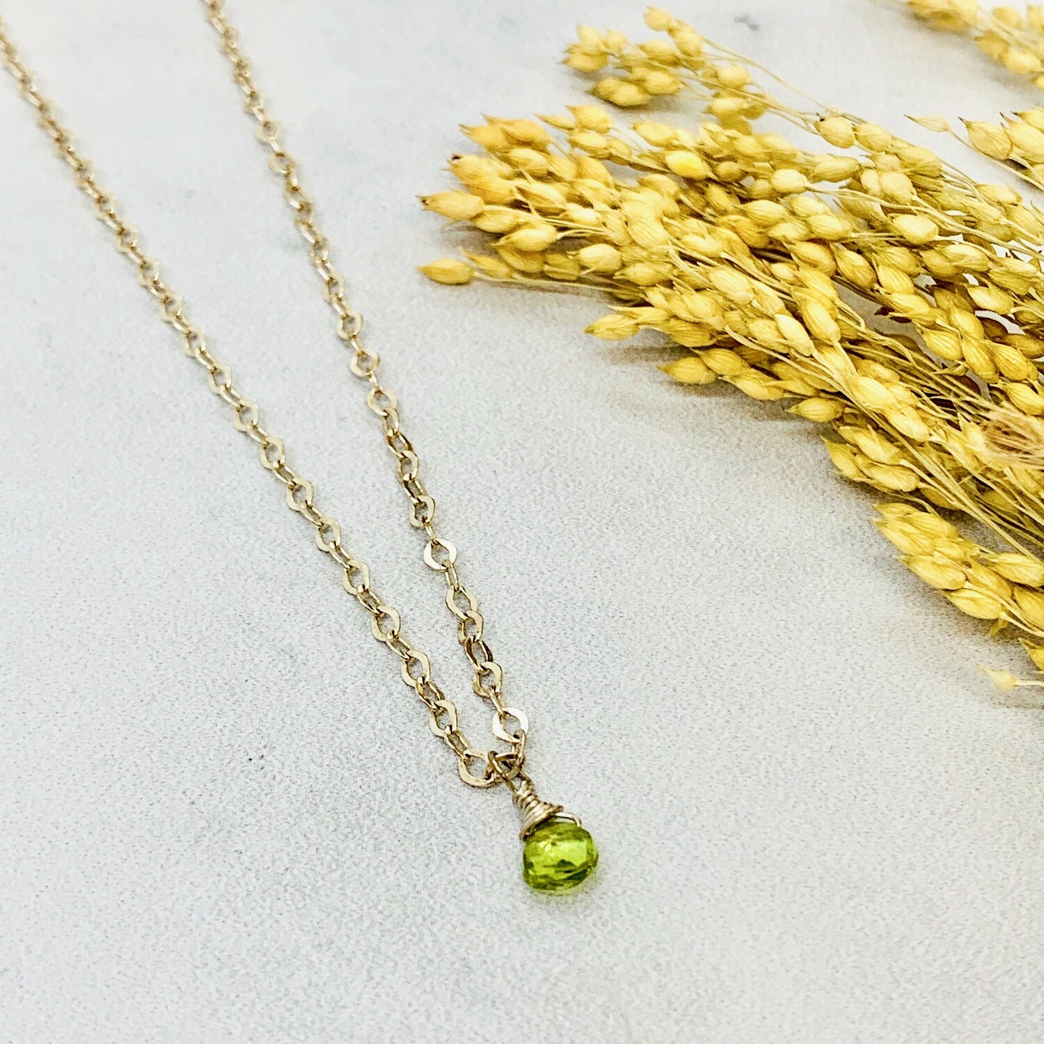 Handmade Silver Necklace with Peridot Briolette
