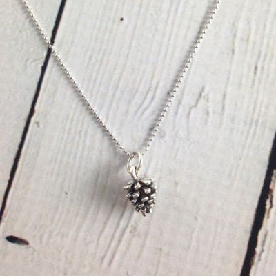 Silver Necklace with Pinecone Pendant