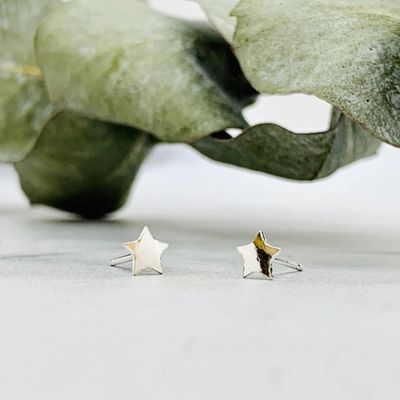 Star Stud Earrings, Sterling Silver