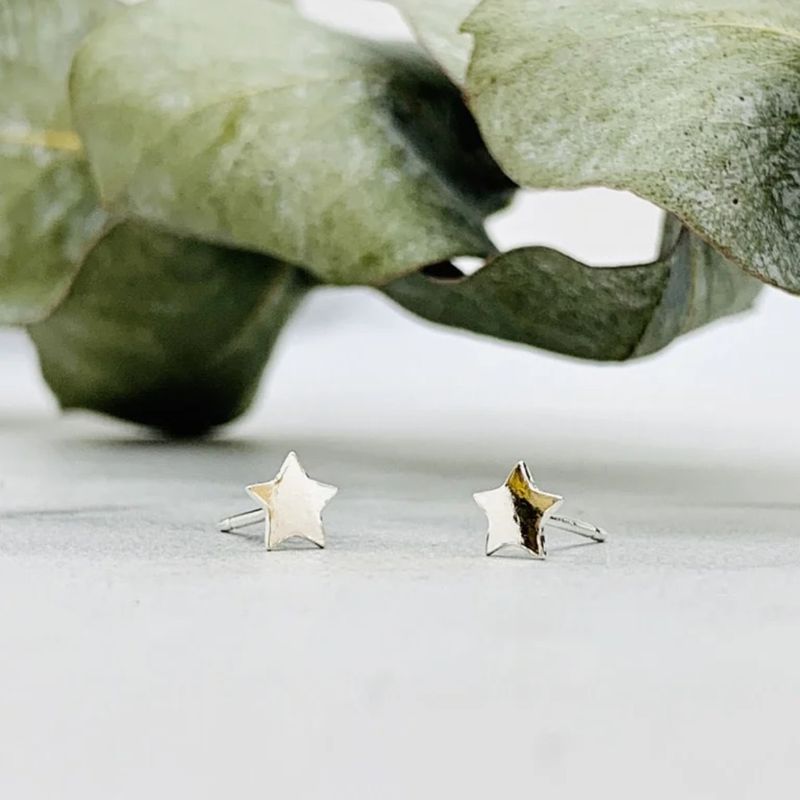 Star Stud Earrings, Sterling Silver