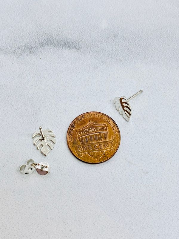Monstera Plant Stud Earrings