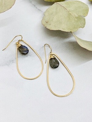Handmade Faceted 12mm Labradorite pear in 14kt Gold filled Teardrop Earring - DNO
