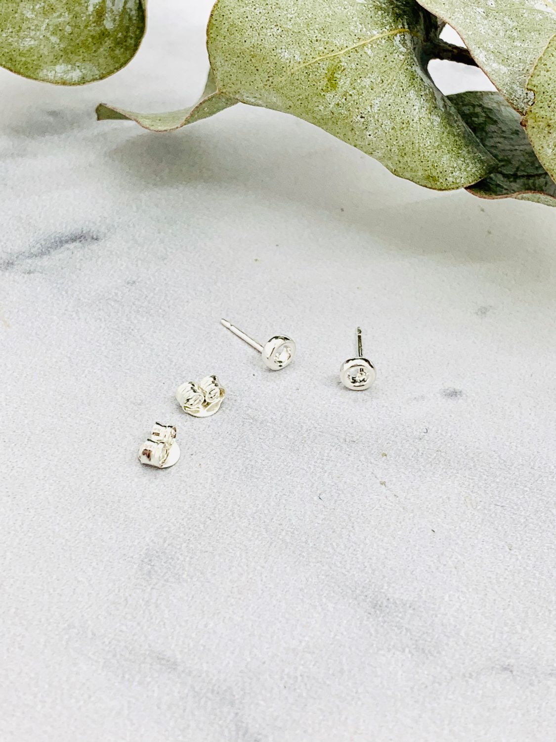 Tiny Open Circle Stud Earrings, Sterling Silver