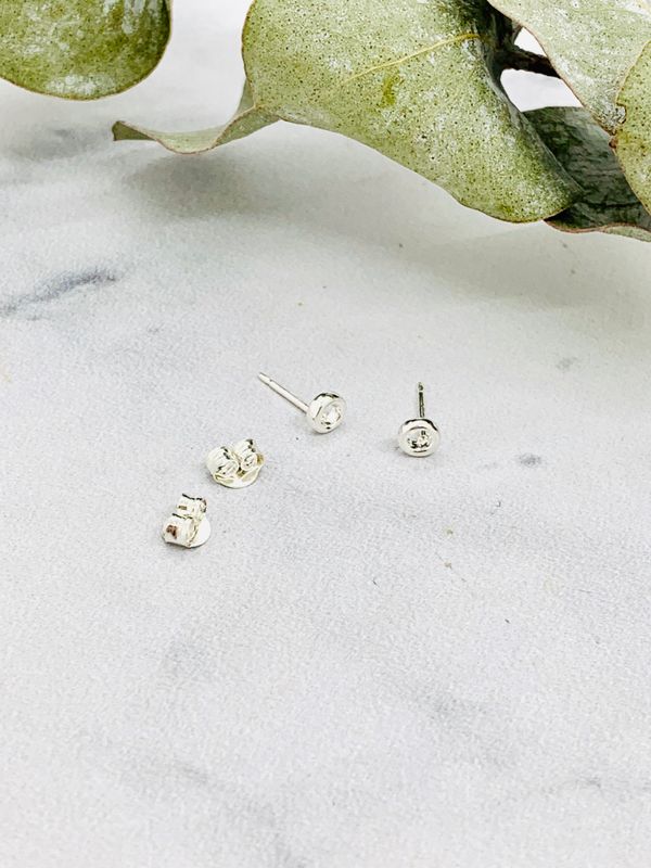 Tiny Open Circle Stud Earrings, Sterling Silver