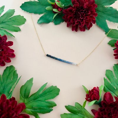 Handmade Ombre Sapphire Bar 14k GF Necklace