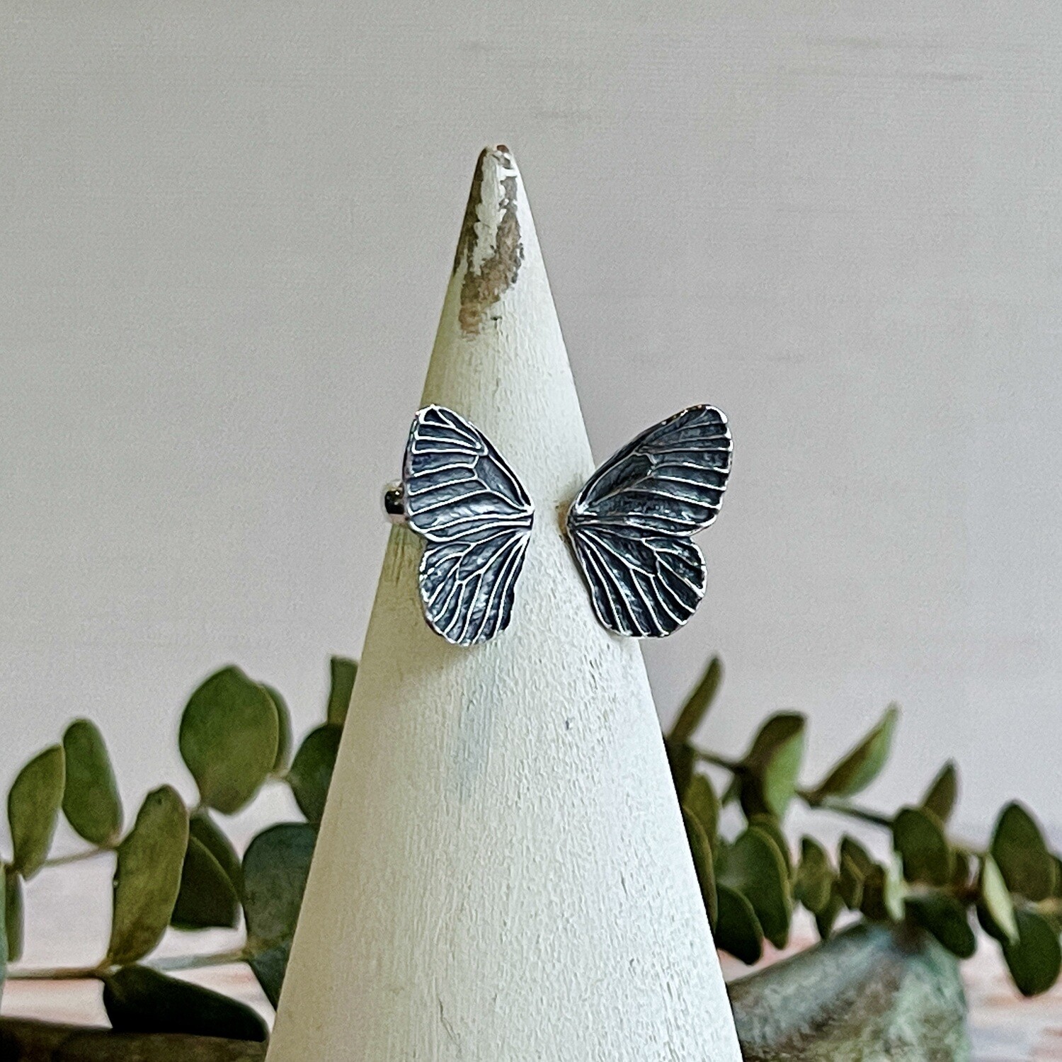 Silver Butterfly Wings Ring, adjustable