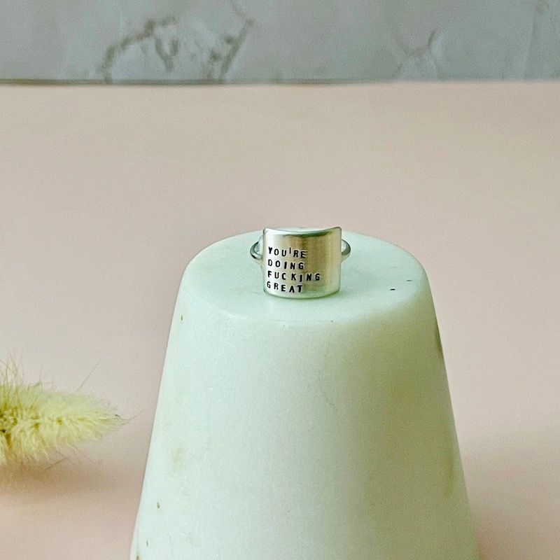 Silver InspiRing - You're Doing Fucking Great, Size: 10