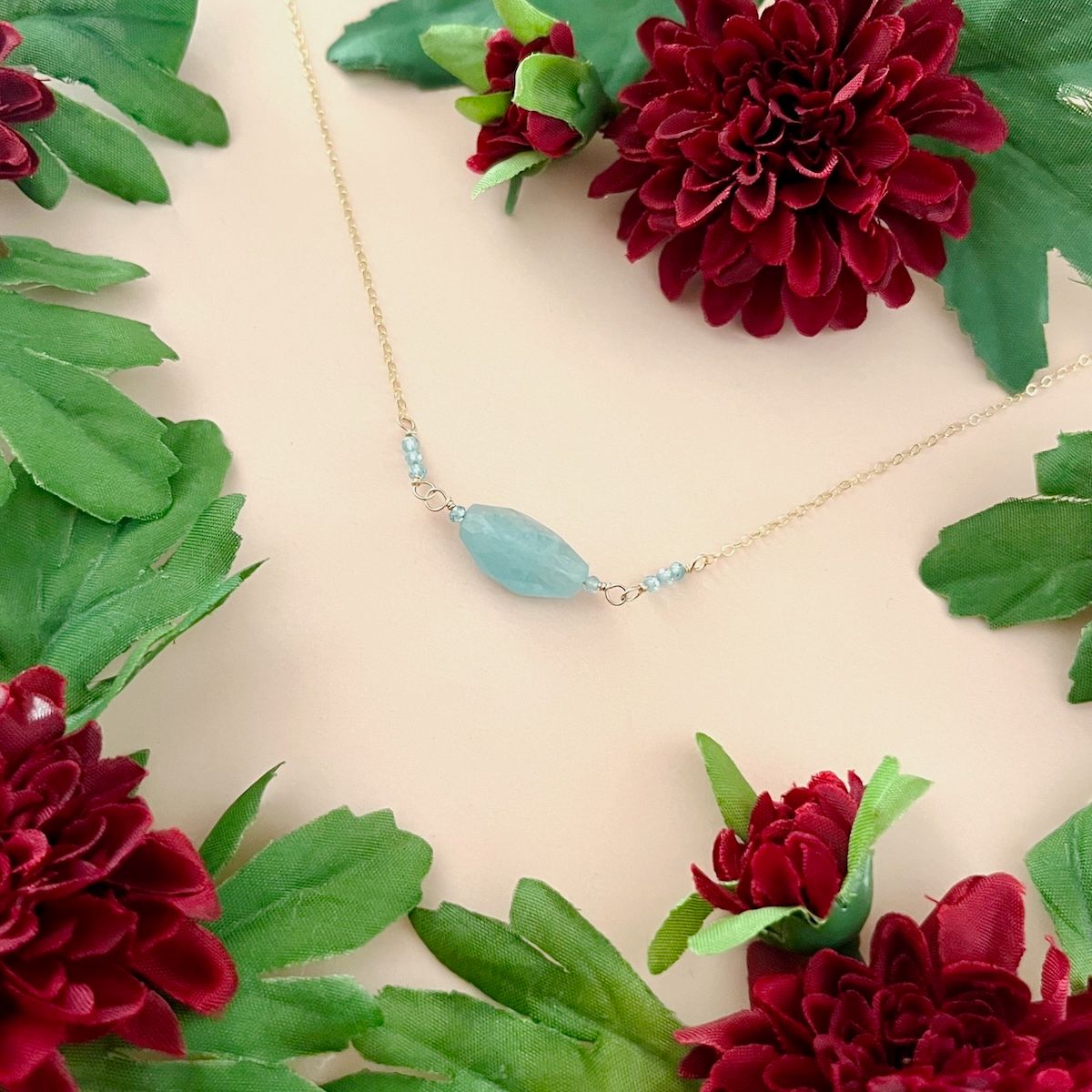 Handmade 14k Goldfill Aquamarine Pendant Necklace