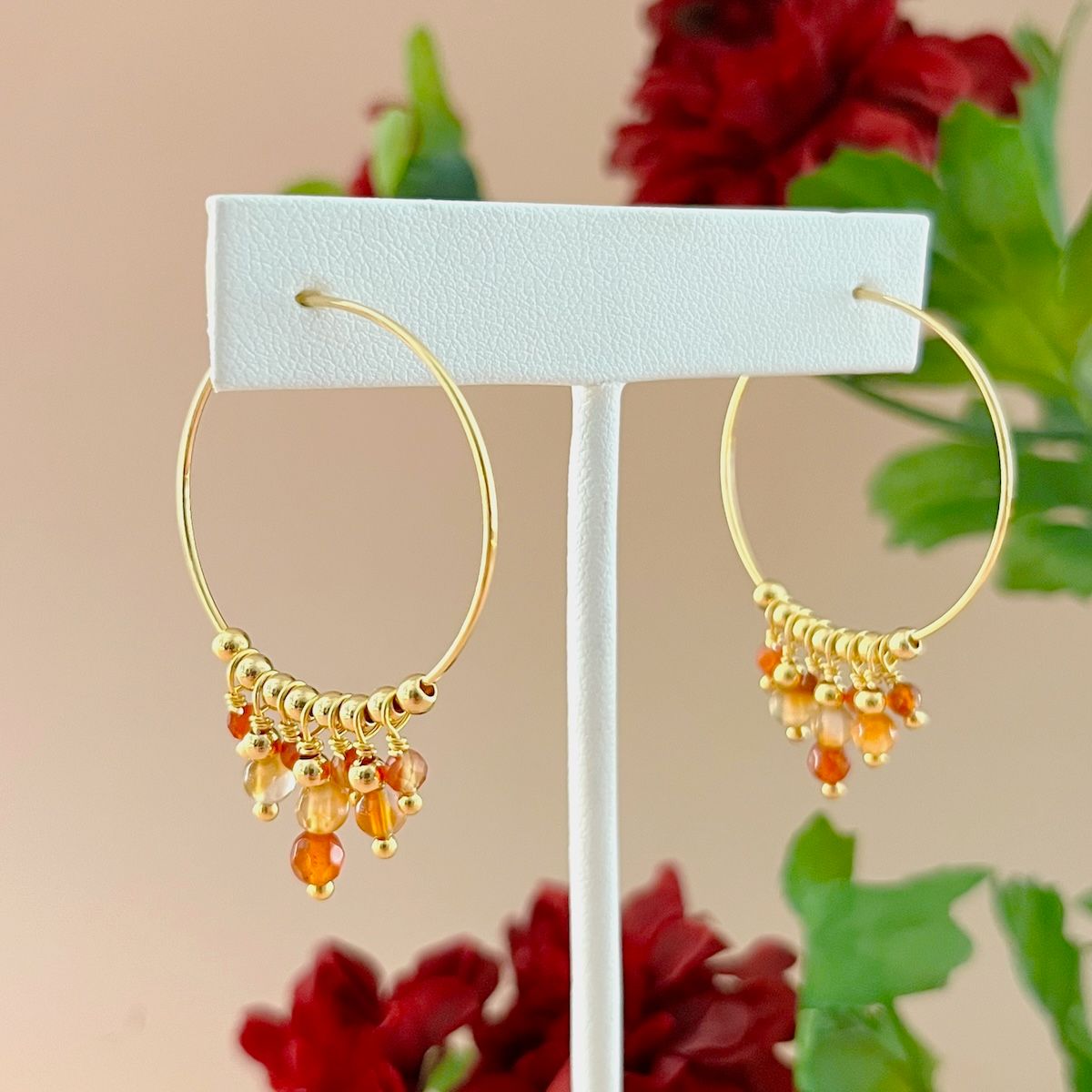 Orange Agate GF Hoop Earrings